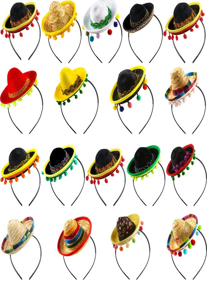 Sonarun Mexican Sombrero Headbands - 18 Pieces Cinco De Mayo Fiesta Party Supplies - Image 1