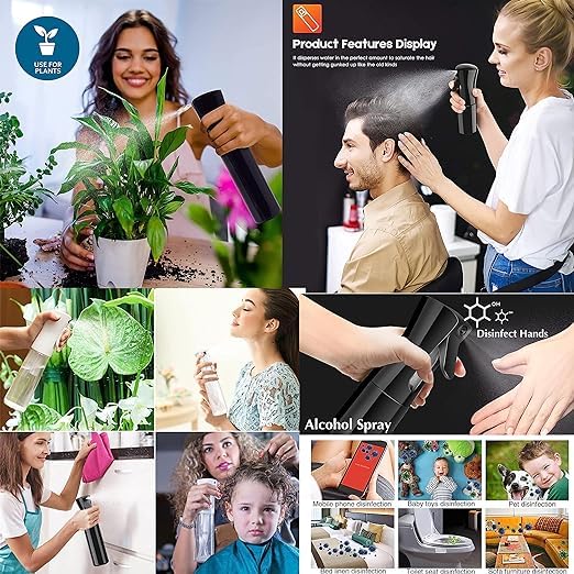 SHIELD PLUS Mist Spray Refillable Spray Bottles Continuous 360 Face Makeup Sprayers Spray Bottle For Plant Gardening IroningSalon Barber for Pressurized Mister With Pump350ML Black PACK OF 1 - Image 3