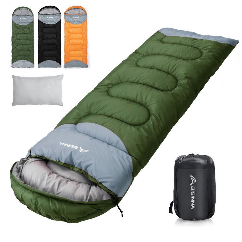 BISINNA 0 Degree Winter Sleeping Bags480GSM for AdultsCold Weather Camping Sleeping BagComfortable Warm Portable Sleeping Bags with Pillow Compression Sack for Backpacking Hiking Outdoor