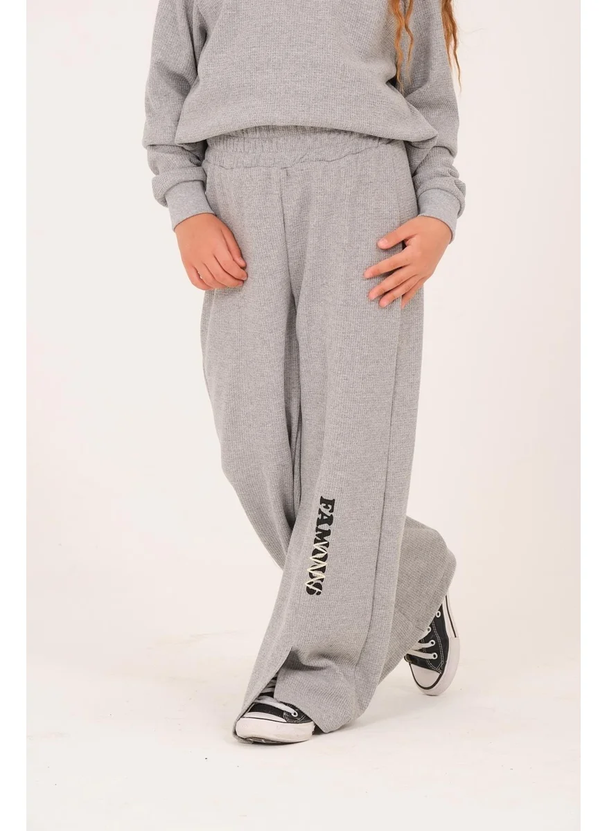 Jazziee Young Girl Printed Tracksuit Bottoms - Gray