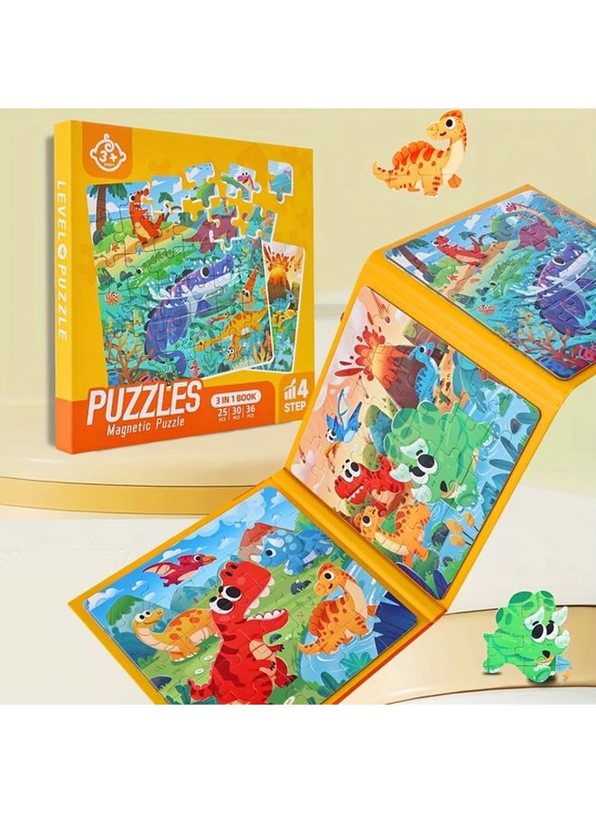 3 In 1 Foldable Magnetic Puzzle Book For Kids Educational STEM Toy Stage 1 Fruits - Image 4