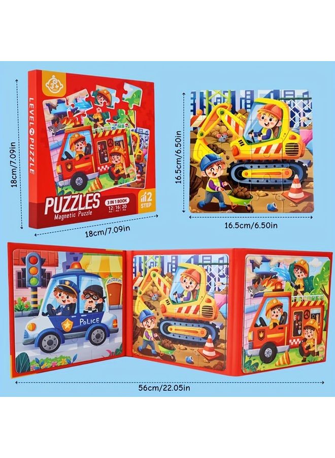 3 In 1 Foldable Magnetic Puzzle Book For Kids Educational STEM Toy Stage 1 Fruits - Image 3
