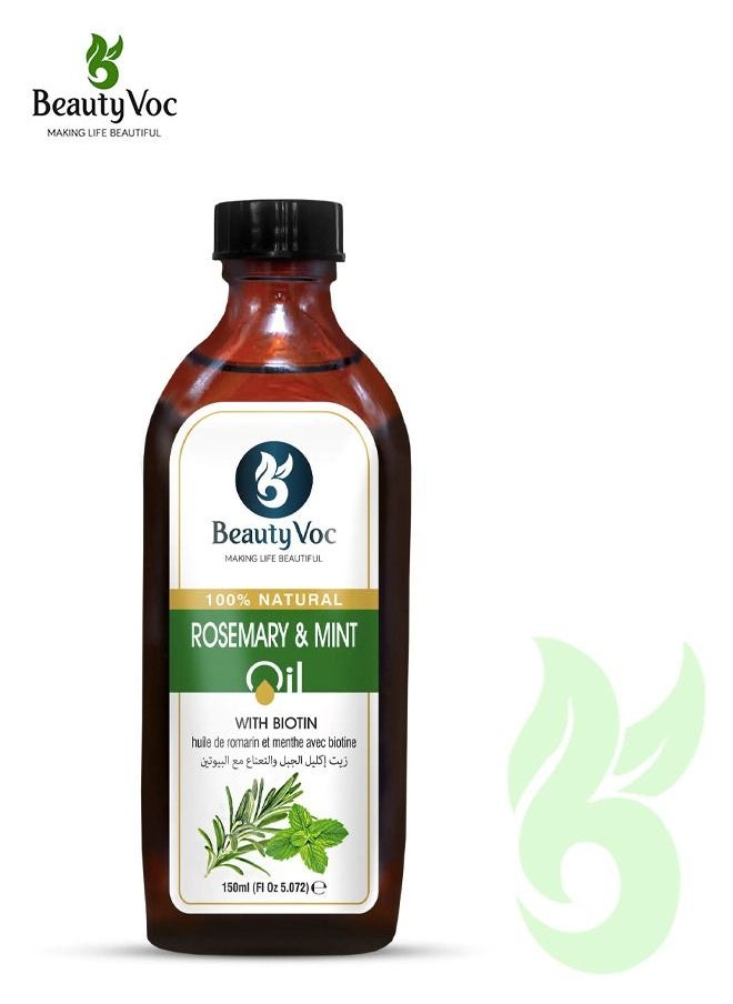 BEAUTY VOC Rosemary and Mint Oil for Healthy Complexion, Blood Circulation, Strong Hair and Revitalize Senses with a Refreshing Aroma, 150ml  - Image 1