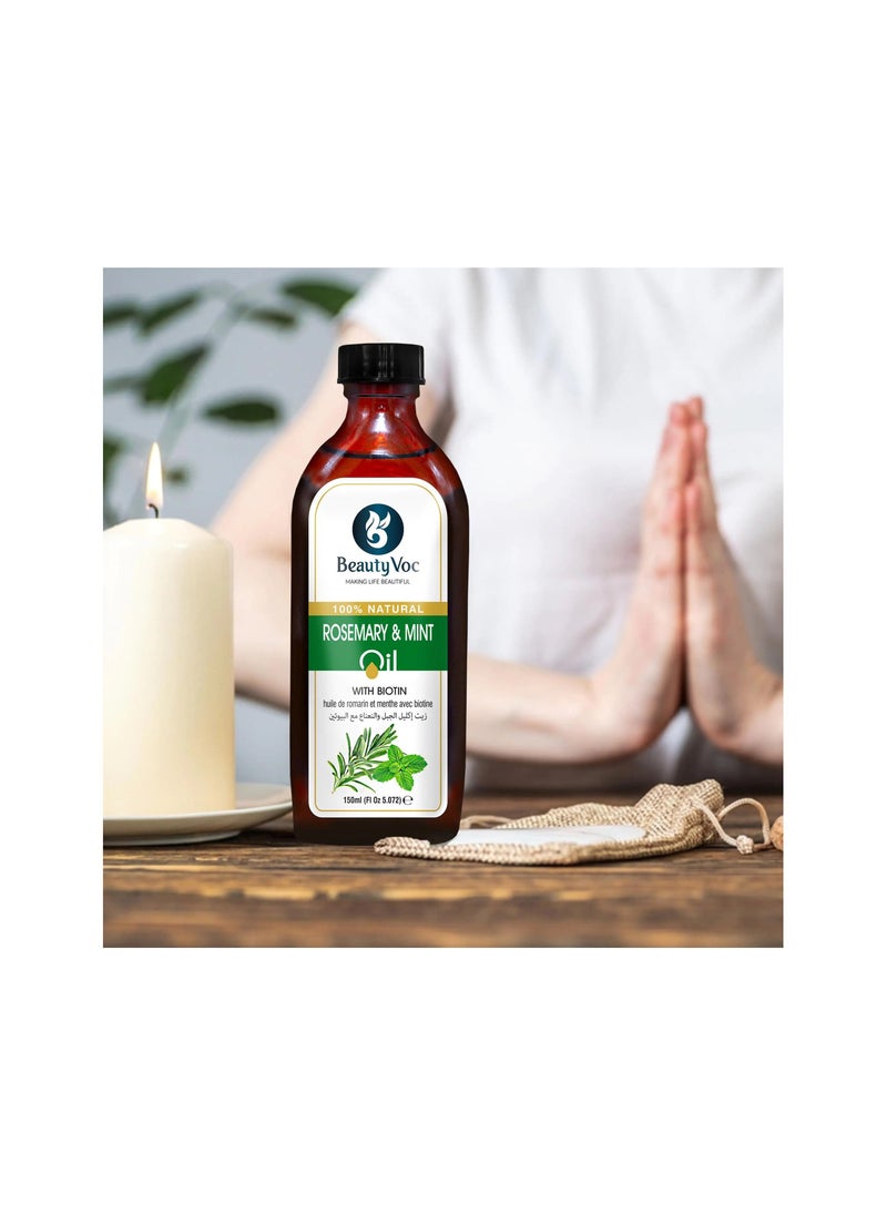 BEAUTY VOC Rosemary and Mint Oil for Healthy Complexion, Blood Circulation, Strong Hair and Revitalize Senses with a Refreshing Aroma, 150ml  - Image 2