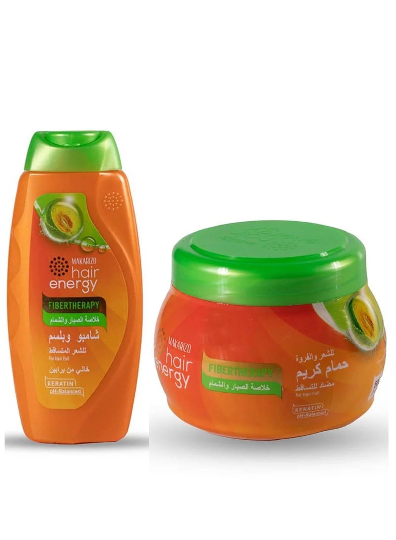 Fibertherapy Conditioning Shampoo With Aloe & Melon Extract For Hair Fall 330ml & Hair Cream Anti-Hair Loss with Aloe Vera and Melon - 500 ml