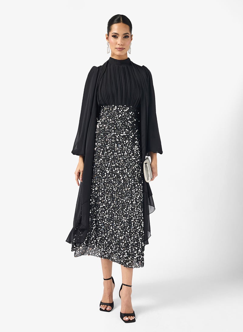 خزانة فستان لامع مع كيب - Image 1