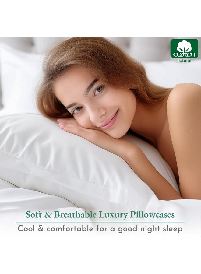 California Design Den California Design Den Luxuriously Soft 600 Thread Count 100% Cotton King Size White Pillowcase Set of 2, Fits King Pillows - Image 4