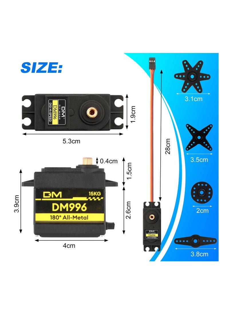 SYOSI - 2PCS High Speed Torque Digital Servo Motor, Metal Gear Servo Motor Precision Metal Gear Servo Motor Robust Metal Gear Digital Servo High-Speed Torque for RC Helicopter Airplane Car Boat Robot Controls - Image 1