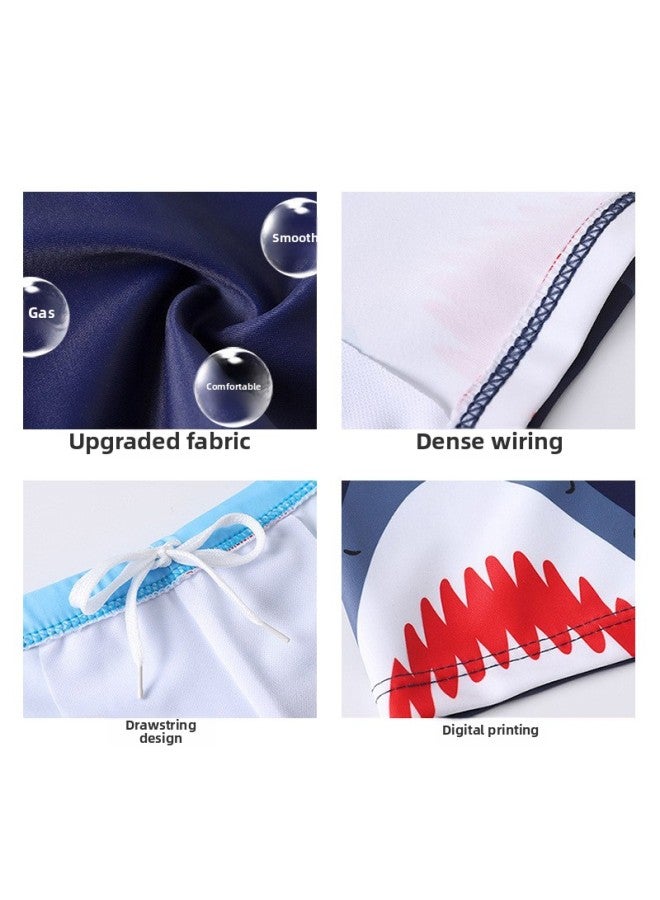 Loquat Children's Swimsuit Baby Cartoon Swimsuit Boy's Swimsuit Medium And Big Children's Hot Spring Swimming Trunks Swimming Cap Baby-Color:Shark Swimming Trunks + Swimming Cap- - Image 3