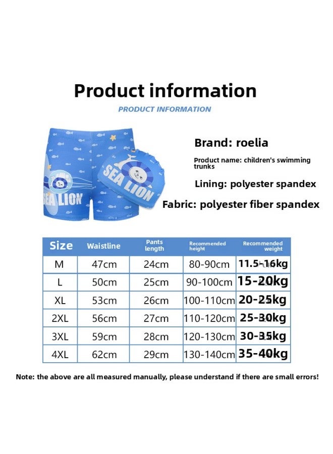 Loquat Children's Swimsuit Baby Cartoon Swimsuit Boy's Swimsuit Medium And Big Children's Hot Spring Swimming Trunks Swimming Cap Baby-Color:Shark Swimming Trunks + Swimming Cap- - Image 5