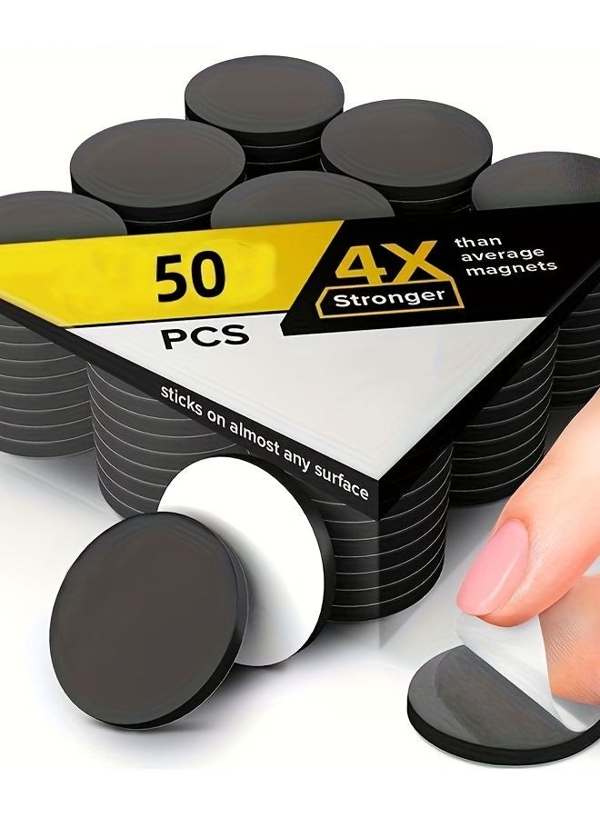50 Pieces Self Adhesive Round Magnets Flexible Magnetic Stickers for Photos Office Whiteboard - Image 1