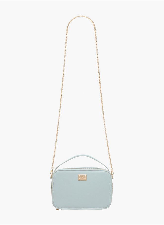 Flora Bella By Shoexpress - Textured Crossbody Bag with Chain Strap and Zip Closure - Image 1