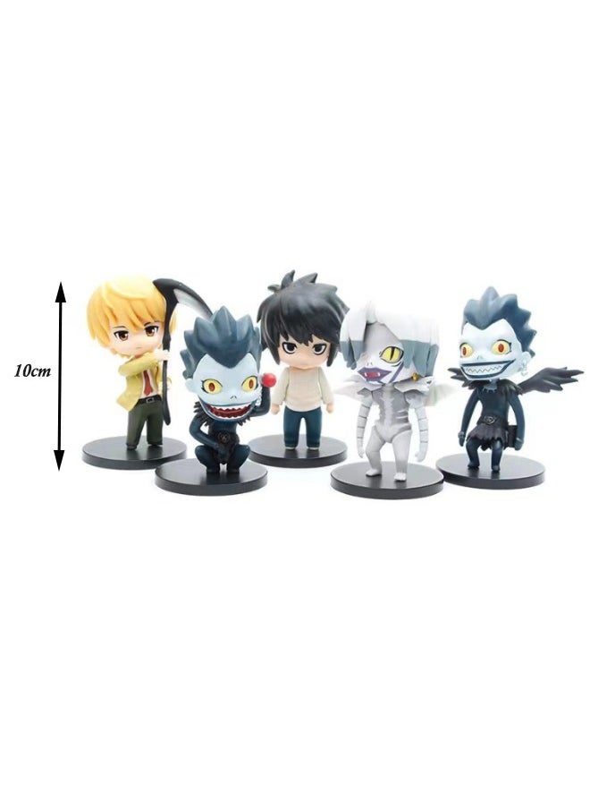 Generic - 5-Piece Anime Death Note Action Figures Model Set, Yagami Light & L·Lawliet & Ryuk Action Figure with Base, Anime Cartoon Manga Figure Statue, Super Collectible Model Statue Toy for Decoration, 0.33KG - Image 1