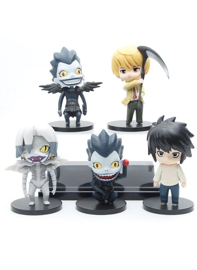 Generic - 5-Piece Anime Death Note Action Figures Model Set, Yagami Light & L·Lawliet & Ryuk Action Figure with Base, Anime Cartoon Manga Figure Statue, Super Collectible Model Statue Toy for Decoration, 0.33KG - Image 1