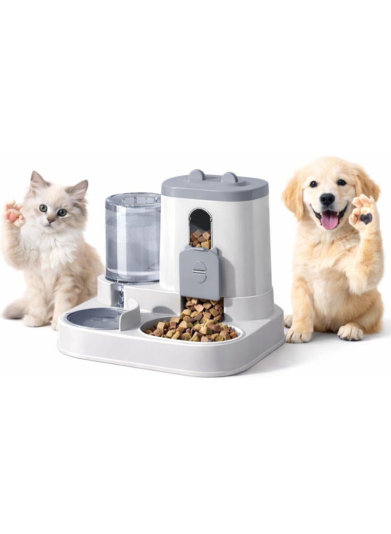 Automatic Cat Feeder and Water Dispenser Set, 2-in-1 Gravity Food Bowl Station for Small Medium Cats Dogs Puppy Kitten Rabbits, Auto Feeding Supplies - Image 1