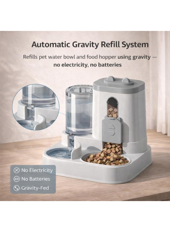 Automatic Cat Feeder and Water Dispenser Set, 2-in-1 Gravity Food Bowl Station for Small Medium Cats Dogs Puppy Kitten Rabbits, Auto Feeding Supplies - Image 2