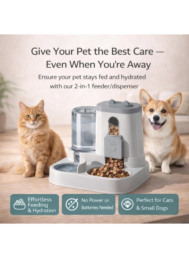 Automatic Cat Feeder and Water Dispenser Set, 2-in-1 Gravity Food Bowl Station for Small Medium Cats Dogs Puppy Kitten Rabbits, Auto Feeding Supplies - Image 5
