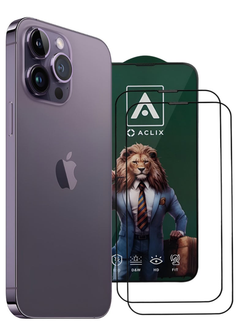 ACLIX 2 Pieces Antistatic ESD Dustproof Premium Quality High Definition Tempered Glass Screen Protector Designed For  iPhone 14 Pro - Image 1