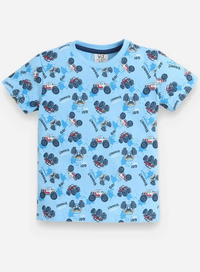 victor and jane All-Over Printed Cotton T-Shirt and Shorts Set