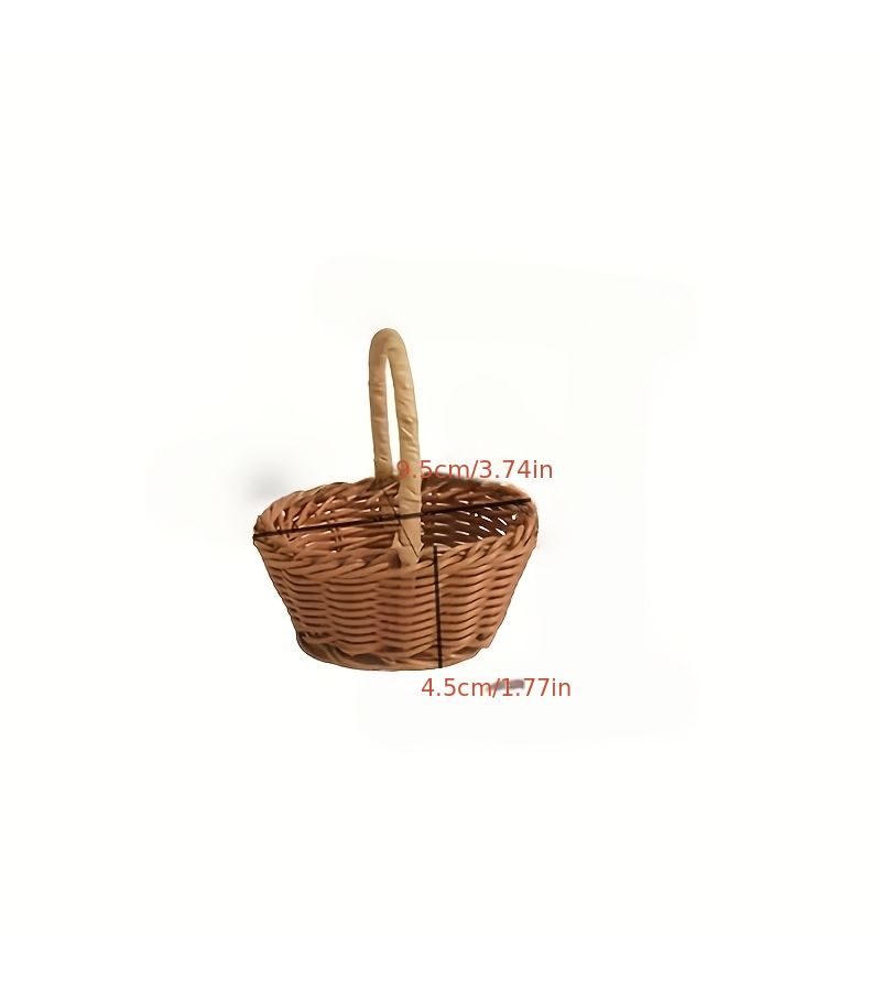 سلة بيت الدمى البنية المصنوعة يدويًا، مجموعة مظهر الروطان المصغر المثبت على الحائط - Image 2
