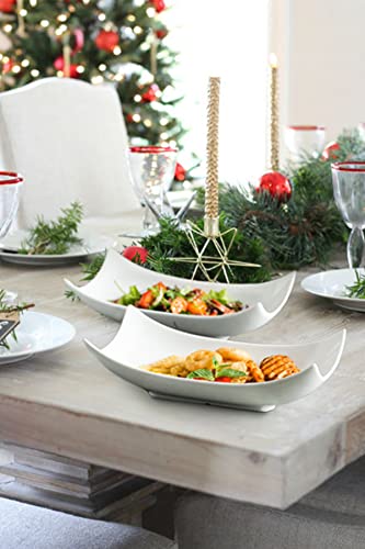 LAUCHUH Serving Platters, Porcelain Decorative Bowl White Serving Dishes for Entertaining Decorative Centerpiece Deep Bowl Set Set of 3, 12-Inch for Thanksgiving, Christmas, Party - Image 3