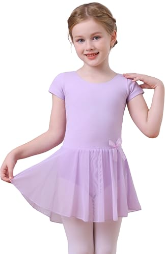 MdnMd Purple Girls Toddler Leotard Ballet Dance Skirted Dress Outfit (Age 4-6 / 4t,5t) - Image 1