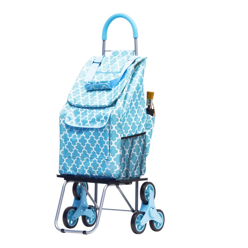 dbest products dbest products Stair Climber Bigger Trolley Dolly Moroccan Tile Grocery Shopping Foldable Cart Condo Apartment