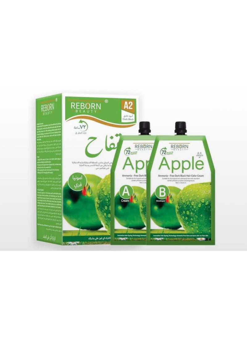 Ammonia-free hair dye cream, dark black, 500ml + 500ml