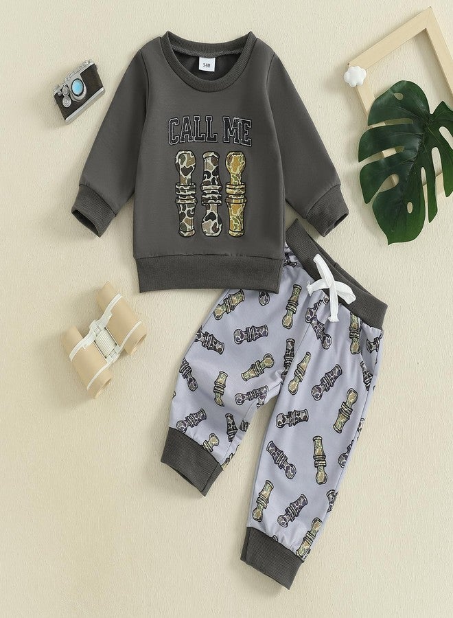 Fernvia Toddler Baby Boy Clothes Print Long Sleeve Pullover Sweatshirt Bow Pants Set 2 Pcs Sweatsuit Outfits (B Gray, 18-24 Months) - Image 3