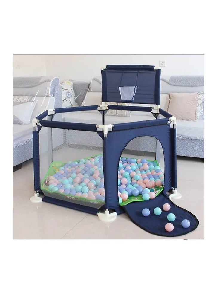 Foldable Baby and Toddler Playpen with Basketball Hoop, Floor Mounted Activity Center, Provides Safety and Protection for Babies and Toddlers While Playing by Toys-Egypt, Area (128 cm x 66.5 cm x 110 cm) Balls Not Included, (Blue  - Image 4