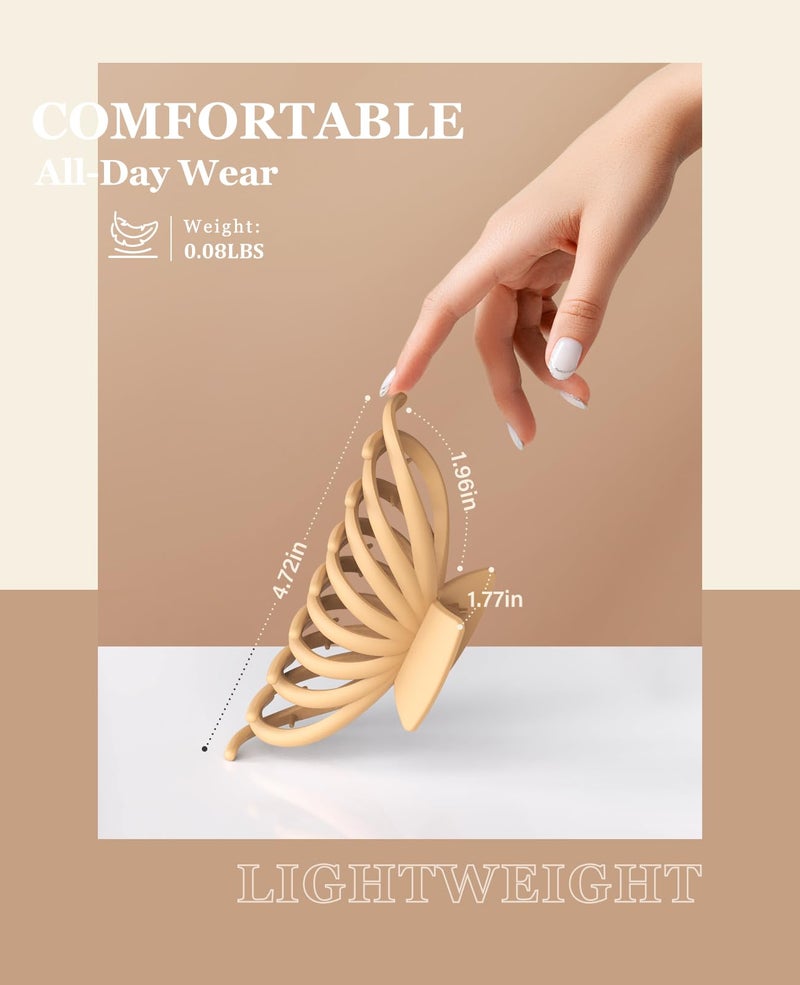 OPAUL Hair Clips for Thick Hair, 4 Pack - Extra Large Hair Claw Clips for Women, 4.75" Hair Accessories for Women Girls Gifts, Neutral 4 Colors: Blonde, Caramel, Chestnut, Black - Image 4