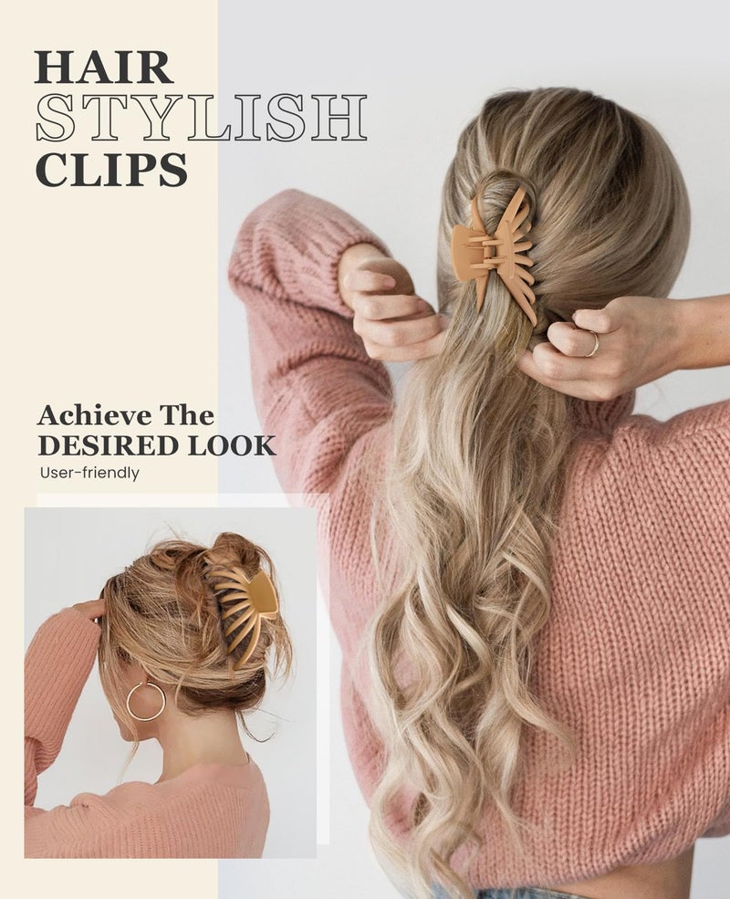 OPAUL Hair Clips for Thick Hair, 4 Pack - Extra Large Hair Claw Clips for Women, 4.75" Hair Accessories for Women Girls Gifts, Neutral 4 Colors: Blonde, Caramel, Chestnut, Black - Image 2