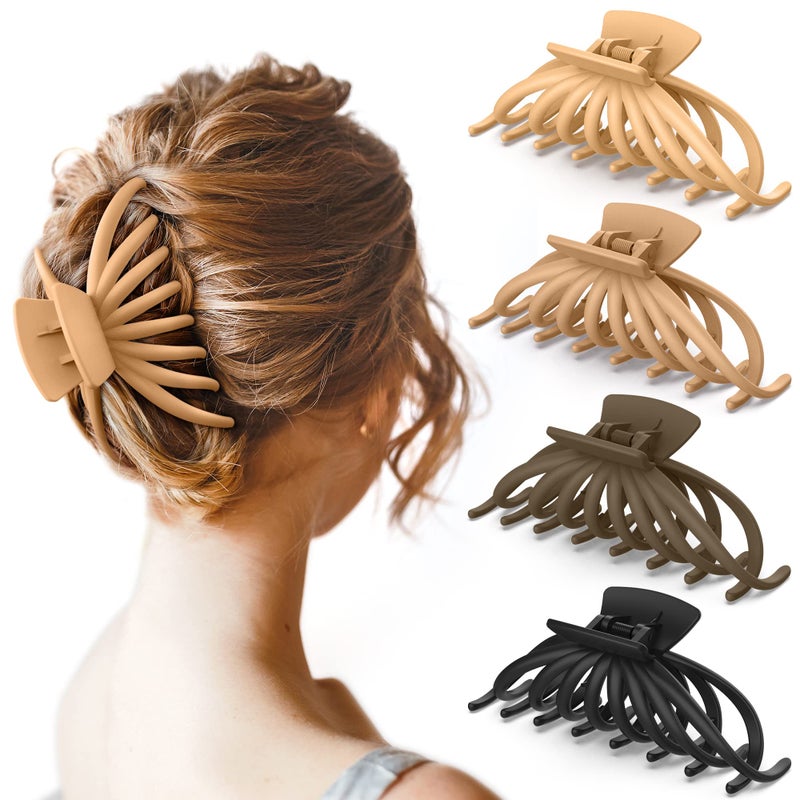 OPAUL Hair Clips for Thick Hair, 4 Pack - Extra Large Hair Claw Clips for Women, 4.75" Hair Accessories for Women Girls Gifts, Neutral 4 Colors: Blonde, Caramel, Chestnut, Black - Image 1