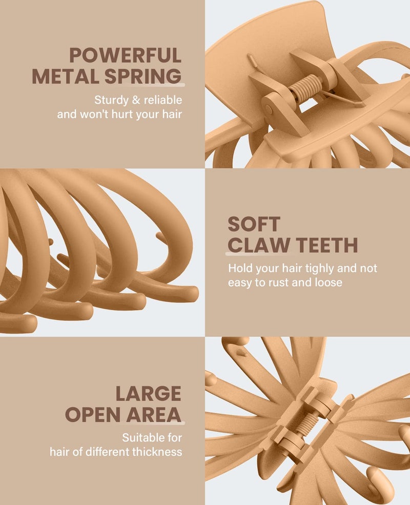 OPAUL Hair Clips for Thick Hair, 4 Pack - Extra Large Hair Claw Clips for Women, 4.75" Hair Accessories for Women Girls Gifts, Neutral 4 Colors: Blonde, Caramel, Chestnut, Black - Image 3