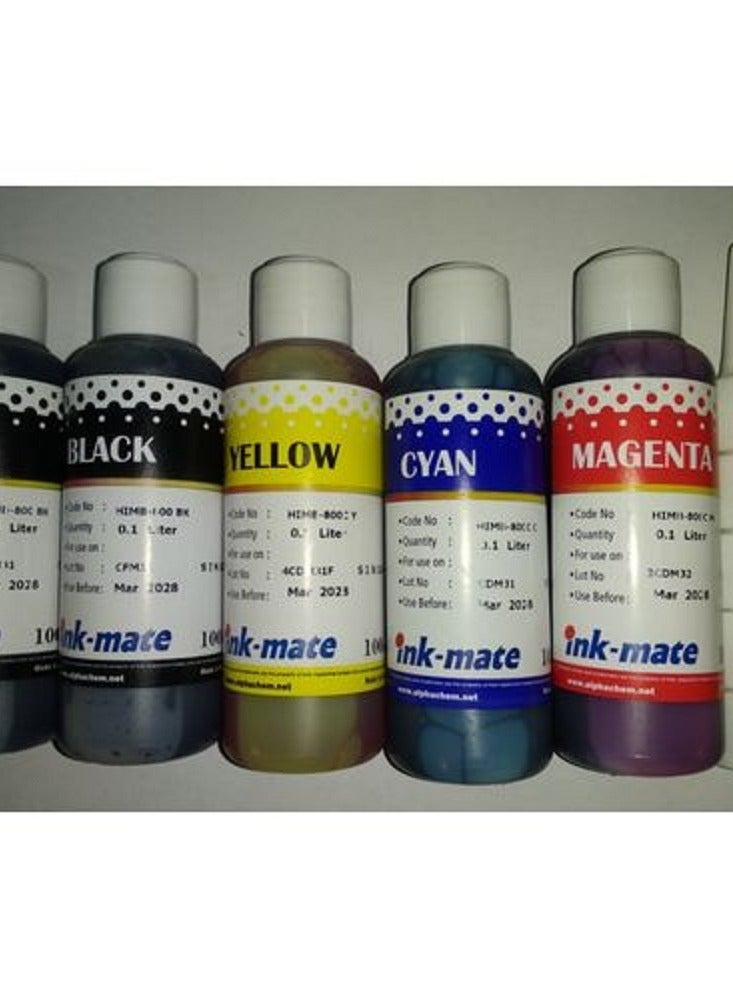 Ink Mate مجموعة حبر 100 ملى 5 لون لأعادة ملو خراطيش الطابعات الحبرية  - Image 1