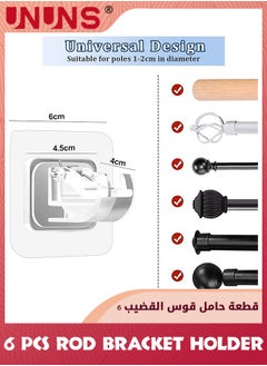 UNUNS Self Adhesive Curtain Rod Bracket,6 Pcs Nail Free Adjustable Rod Bracket Holder,Adjustable Easy Sticky Drapery Towel Holder Fixing Hook for Home Bathroom Kitchen Hotel,Clear  - Image 4