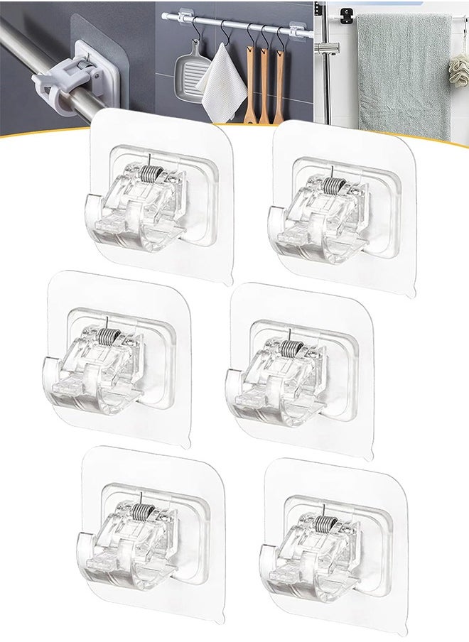 UNUNS Self Adhesive Curtain Rod Bracket,6 Pcs Nail Free Adjustable Rod Bracket Holder,Adjustable Easy Sticky Drapery Towel Holder Fixing Hook for Home Bathroom Kitchen Hotel,Clear  - Image 1
