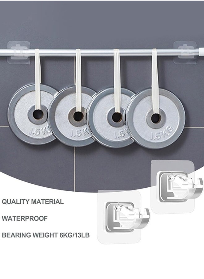 UNUNS Self Adhesive Curtain Rod Bracket,6 Pcs Nail Free Adjustable Rod Bracket Holder,Adjustable Easy Sticky Drapery Towel Holder Fixing Hook for Home Bathroom Kitchen Hotel,Clear  - Image 2