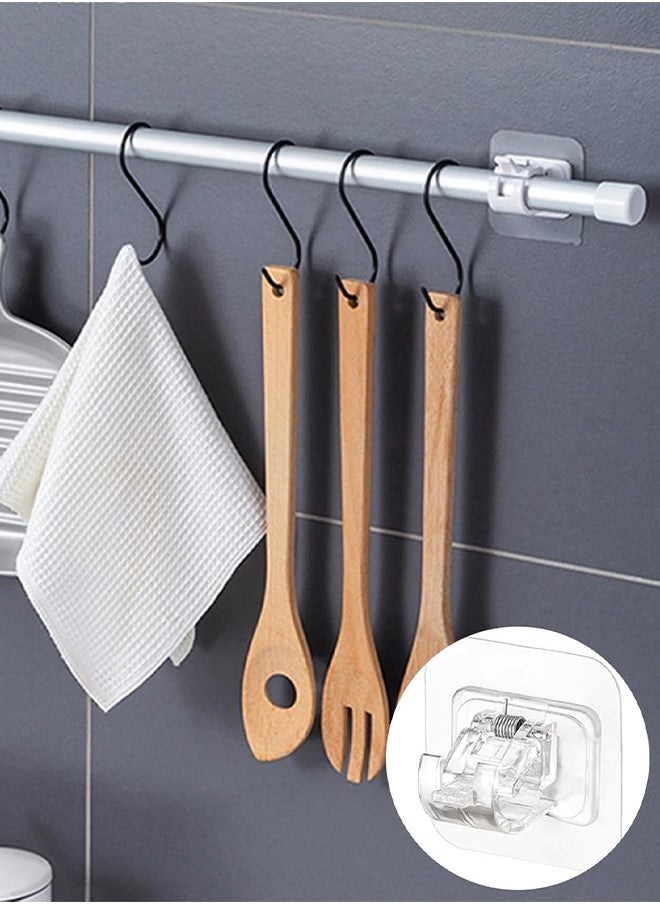UNUNS Self Adhesive Curtain Rod Bracket,6 Pcs Nail Free Adjustable Rod Bracket Holder,Adjustable Easy Sticky Drapery Towel Holder Fixing Hook for Home Bathroom Kitchen Hotel,Clear  - Image 3