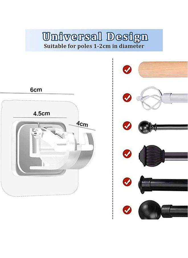 UNUNS Self Adhesive Curtain Rod Bracket,6 Pcs Nail Free Adjustable Rod Bracket Holder,Adjustable Easy Sticky Drapery Towel Holder Fixing Hook for Home Bathroom Kitchen Hotel,Clear  - Image 4
