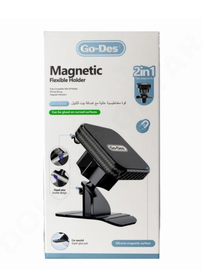 GO-DES Magnetic Car Mount Holder For Smartphones Black - Image 2