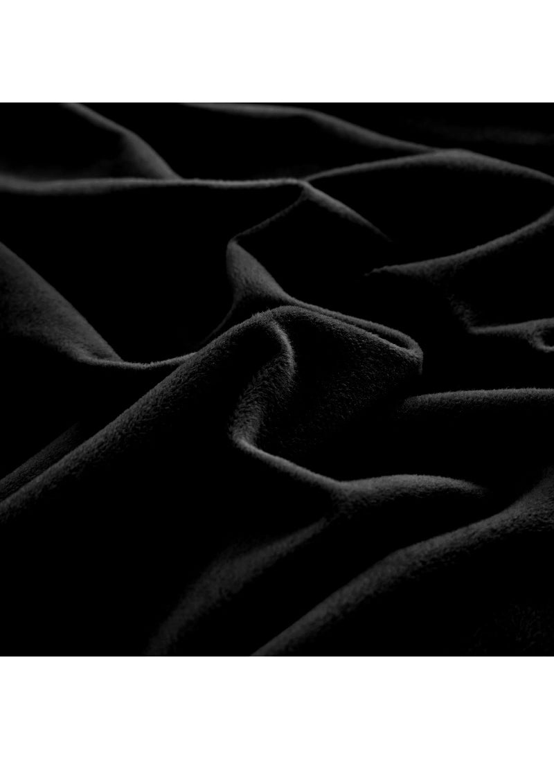 Cottonight Cottonight Black Velvet Comforter Set King Black Flannel Bedding Comforter Set Dark Color All Black Plush Fluffy Blanket Quilts Modern Winter Warm Thick 3 Piece Soft Solid Black Bedding Set  - Image 5