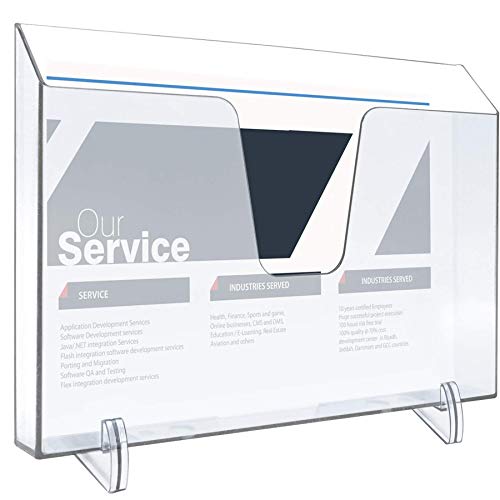 Acrimet Pocket File Holder Horizontal Design Brochure Display (for Wall Mount or Countertop Use) (Removable Supports Included) (Letter Size) (Clear Crystal Color) - Image 2