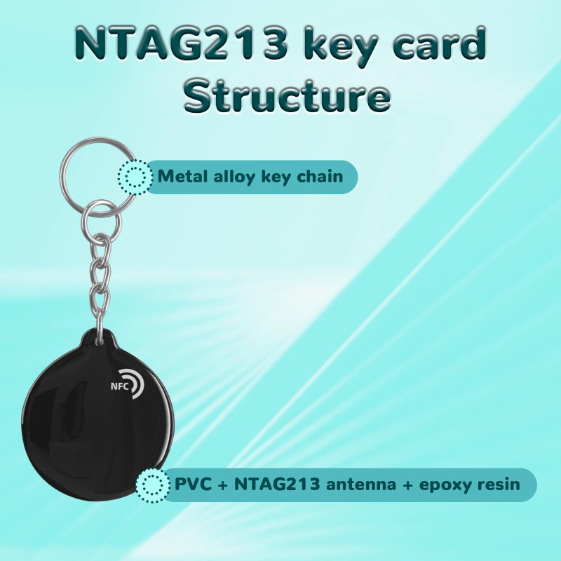 BABIQT علامات مفاتيح NFC من BABIQT 5 قطع سوداء NTAG213 سلسلة مفاتيح NFC بطاقات NFC قابلة لإعادة الكتابة ذاكرة 137 بايت متوافقة مع جميع الهواتف الذكية والأجهزة المدعومة بتقنية NFC - Image 4