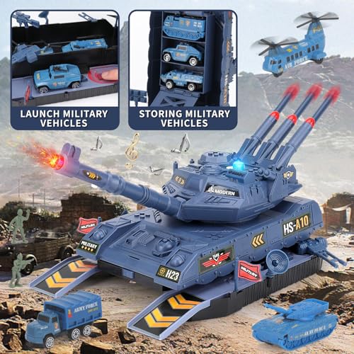 Youlechen Army Toys 6 Pcs Alloy Mini Vehicles 8 Army Men Military Tank Toys with Light Sounds Missiles Gift for Boys 36 Years - Image 5