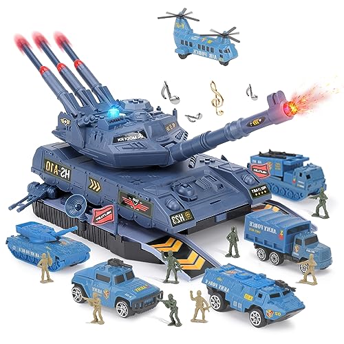 Youlechen Army Toys 6 Pcs Alloy Mini Vehicles 8 Army Men Military Tank Toys with Light Sounds Missiles Gift for Boys 36 Years - Image 1