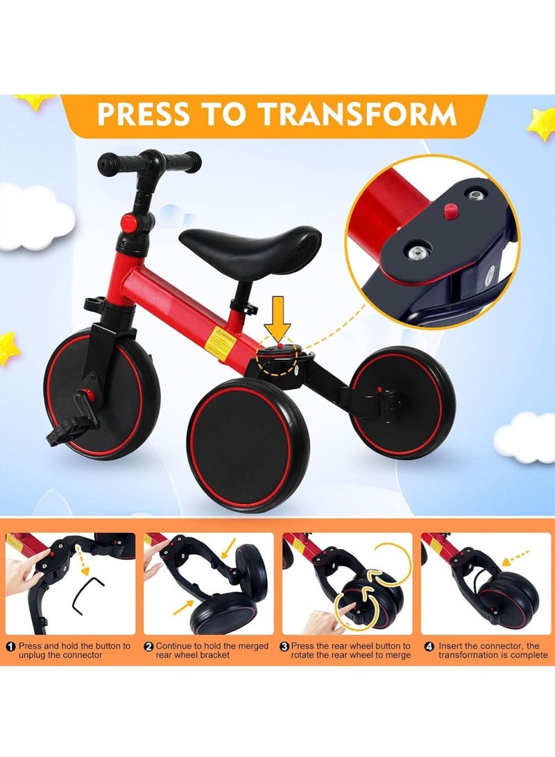 4-in-1 children's adjustable tricycle | 1.5-5 years old balance training car | Indoor and outdoor safety design, suitable for boys and girls - Image 4