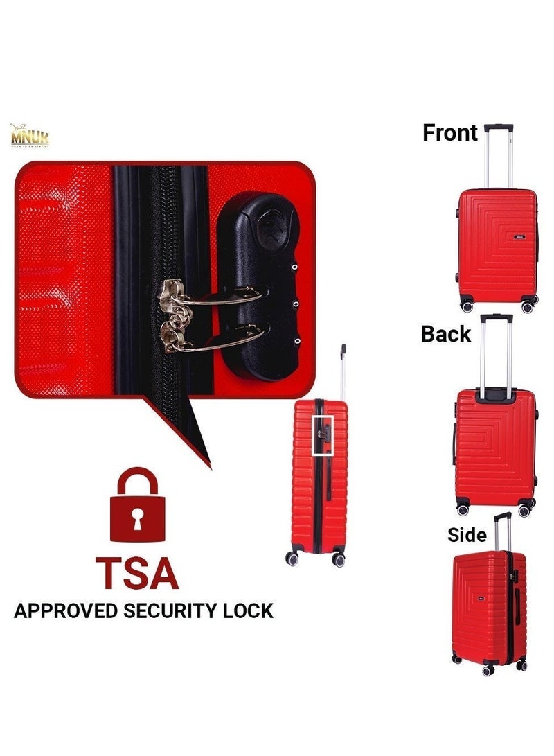 منيك أمتعة الحج المحمولة | عربة بمقبض ناعم من الحديد الصلب مع قفل عالمي | عربة مزدوجة 360 درجة بأربع عجلات | كابينة -20 بوصة، أحمر - Image 4