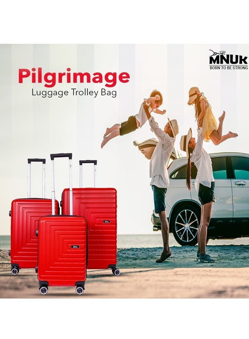 منيك أمتعة الحج المحمولة | عربة بمقبض ناعم من الحديد الصلب مع قفل عالمي | عربة مزدوجة 360 درجة بأربع عجلات | كابينة -20 بوصة، أحمر - Image 5