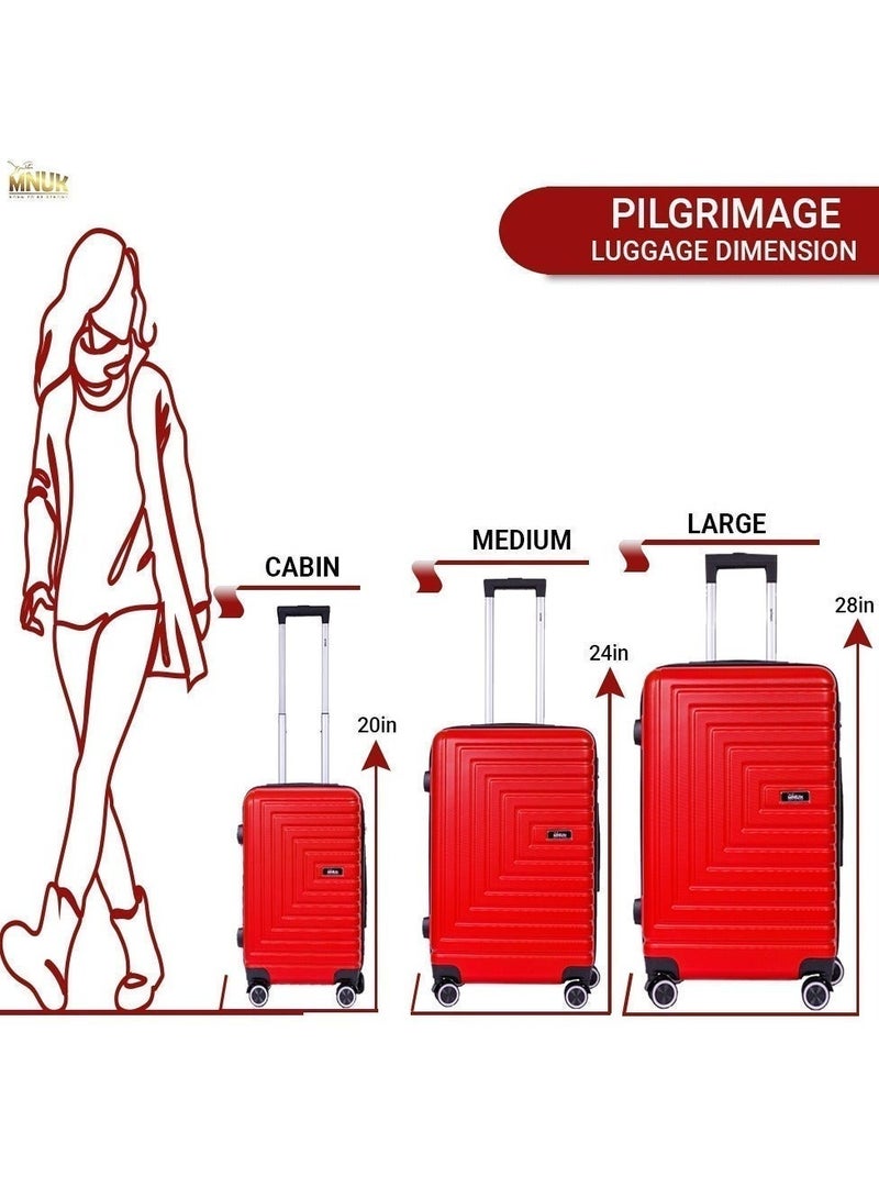 MNUK Pilgrimage Carry-on Luggage | Hardside Soft Handle Trolley with Universal Lock |Double 360° 4 Wheeler| Cabin-20 Inch, Red - Image 5